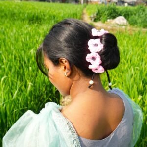 Pink Adjustable Satin Gajra