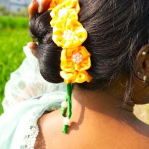 Yellow Adjustable Satin Gajra