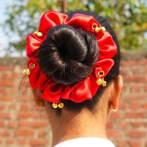 Red Ghungroo Scrunchie M-Size