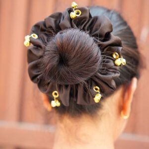 Chocolate Brown Ghungroo Scrunchie M-Size