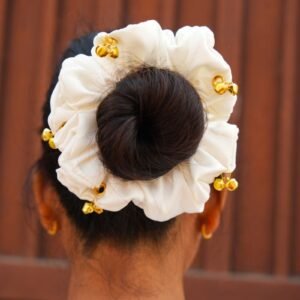 White Ghungroo Scrunchie M-Size