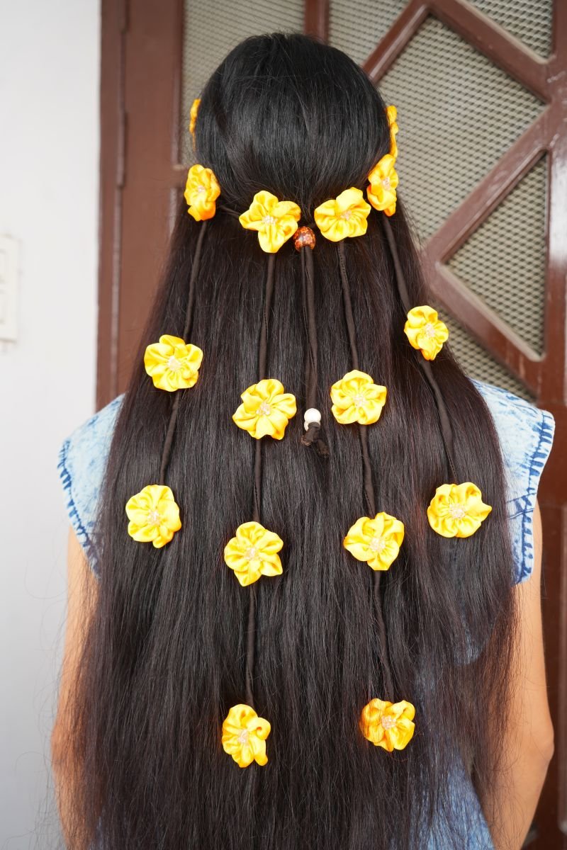 Yellow full Floral hairband - Image 4